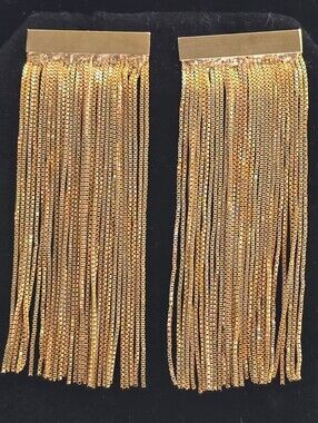Columbus - Gold Dipped Fringe Statement Earrings